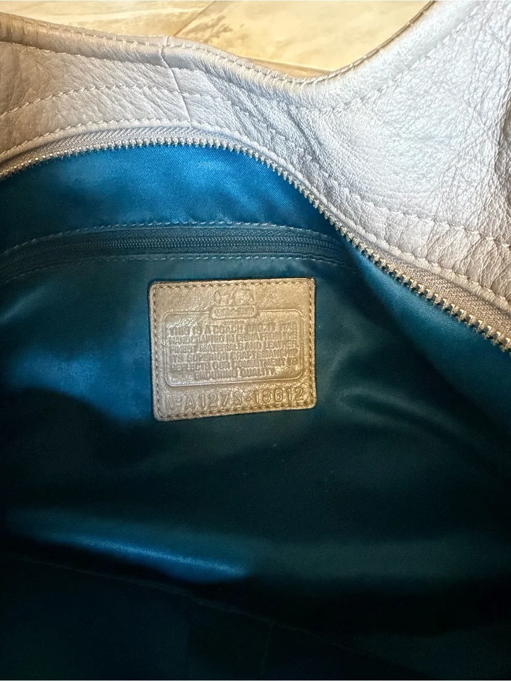 Coach Silver-Gray Leather Hobo Bag